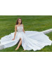 Ivory Lace Chiffon Keyhole Back Slit Exclusive Wedding Dress